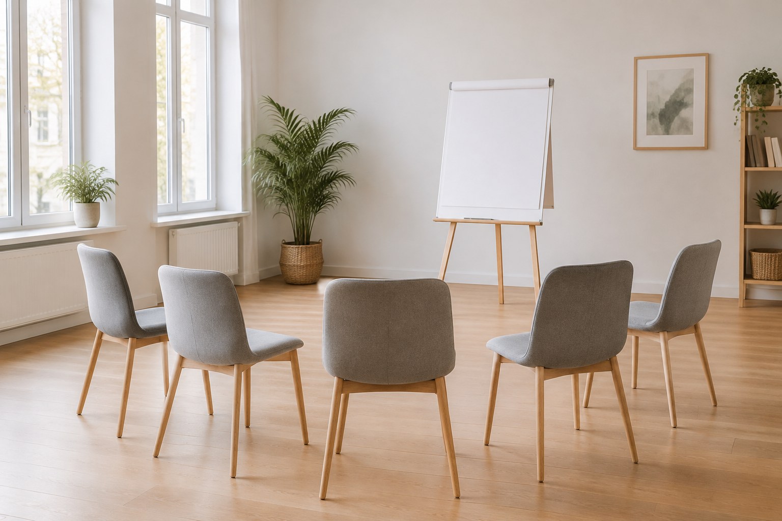 Get started | D & P Consulting A room set up for a small group session