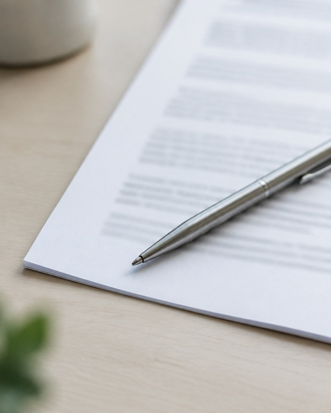 For candidates | D & P Consulting A printed page and a pen on a desk