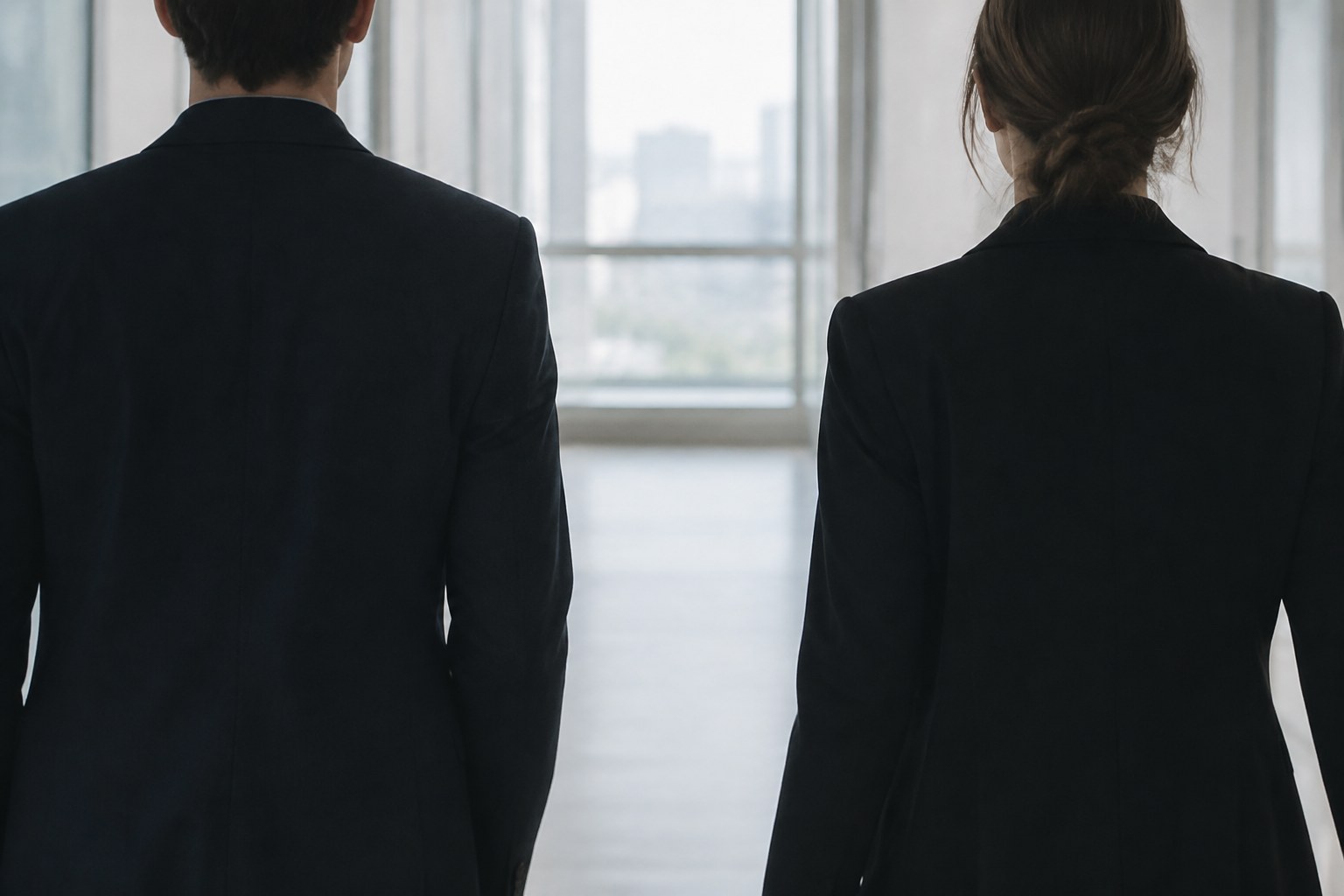 For employers | D & P Consulting Two people walking down a lit corridor